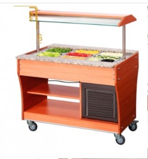 Quầy buffe dàn lạnh mái kính có bánh xe