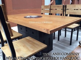 Bàn gỗ thông chân sắt kiểu Hàn Quốc